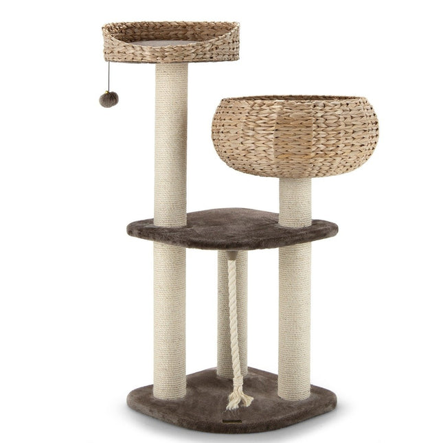 PAWROOM - Klösträd med sisal och liggplattform, mörkbrun, 104 cm