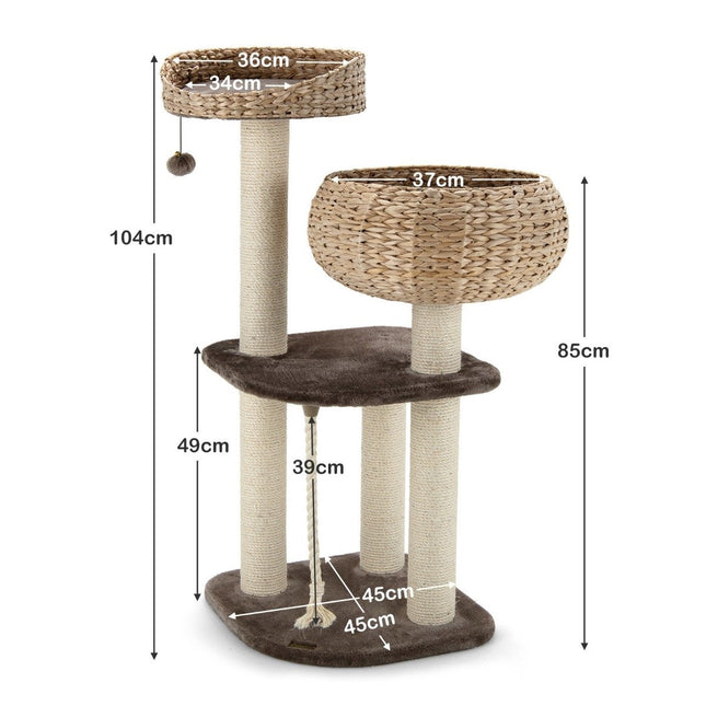 PAWROOM - Klösträd med sisal och liggplattform, mörkbrun, 104 cm