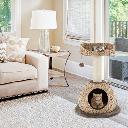 PAWROOM - Klösträd med sisal och liggplattform, mörkbrun, 70,5 cm