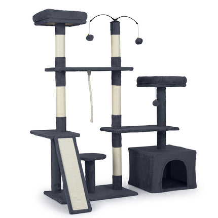 PAWROOM - Cat Tree with Rotating Design, Condo & Ramp, Dark Grey