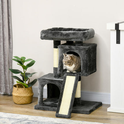 PAWROOM - Klösträd med sisal och liggplattform, mörkgrå, 83 cm
