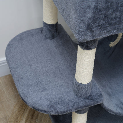 PAWROOM - Klösträd med sisal och liggplattform, mörkgrå/cremevit, 206 cm