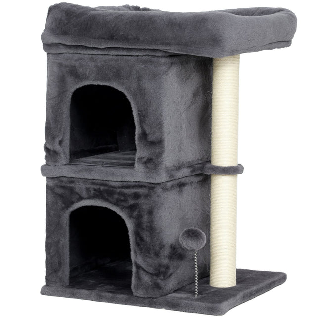 PAWROOM - Klösträd med sisal och liggplattform, mörkgrå/cremevit, 66 cm