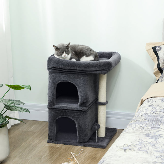 PAWROOM - Klösträd med sisal och liggplattform, mörkgrå/cremevit, 66 cm