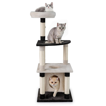 PAWROOM - Klösträd med sisal och liggplattform, svart/beige, 122,5 cm