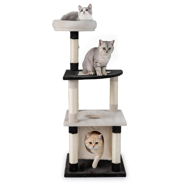 PAWROOM - Multi-Level Cat Tree With Sisal Scratcher, Condo, Beige