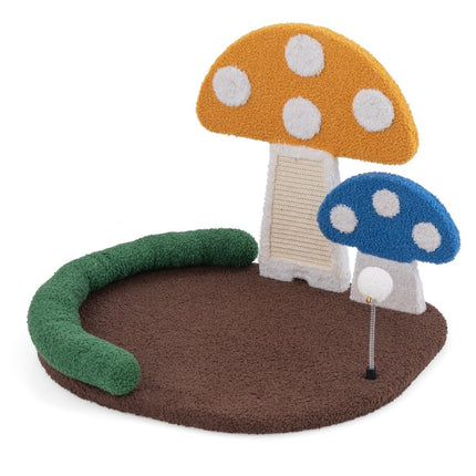 PAWROOM - Scratching post in mushroom look with cat bed & sisal scratching board & shuttlecock & headrest cat tree
