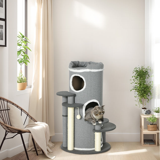 PAWROOM - Klöstunna för kattens klös och vilostunder, grå, Ø57×99 cm
