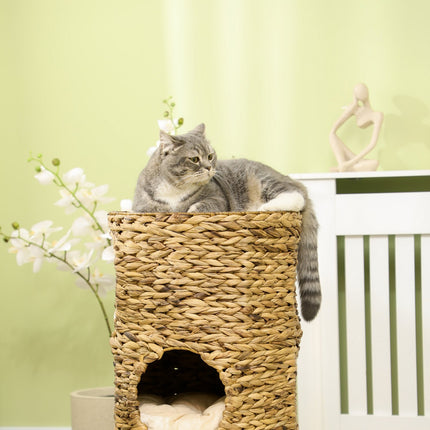 PAWROOM - Klöstunna i vattenhyacint med 3 nivåer, ljusbrun, Ø40×73 cm