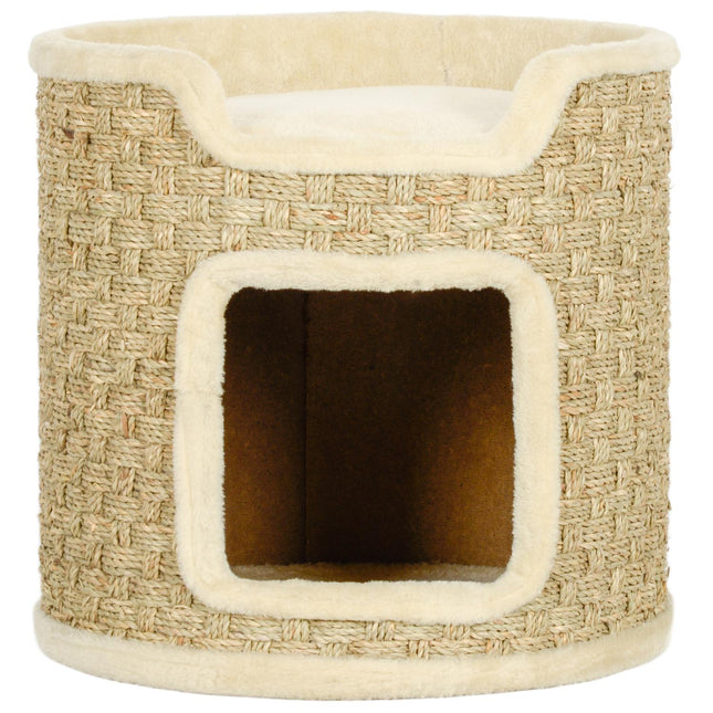 PAWROOM - Klöstunna med 2 nivåer och mjuk plysch, beige, 37 cm