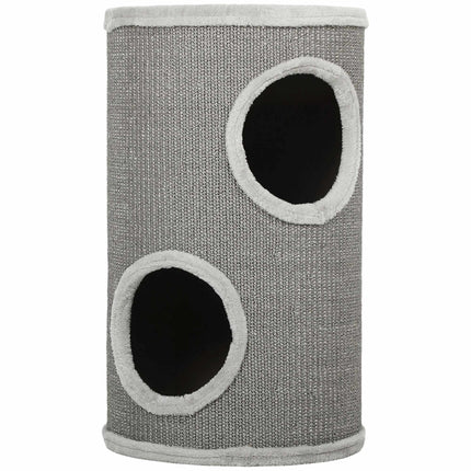 PAWROOM - Cat Scratching Tower, 2 Levels, Sisal & Plush, Light Grey