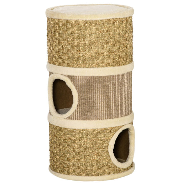 PAWROOM - Klöstunna med 3 nivåer och sisal, brun, 70 cm, D30-326