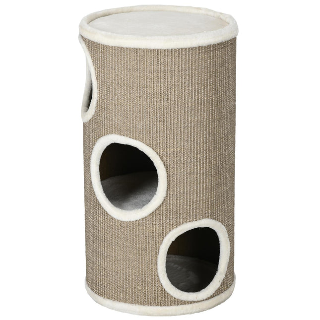 PAWROOM - Klöstunna med 3 nivåer och sisal, brun, 70 cm, D30-535V01BN