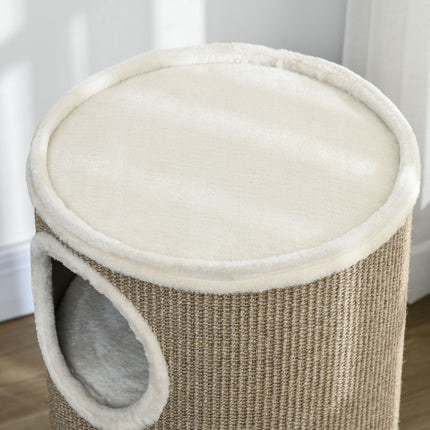 PAWROOM - Klöstunna med 3 nivåer och sisal, brun, 70 cm, D30-535V01BN