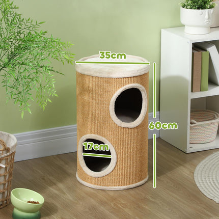 PAWROOM - Cat scratching post with 2 caves, Sisal, 60 cm