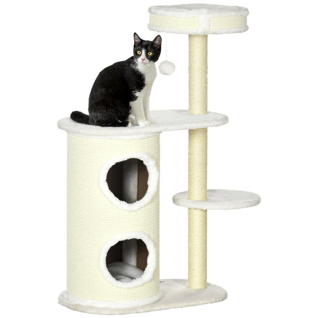 PAWROOM - Klöstunna med sisal och mjuk plysch, cremevit, 100 cm