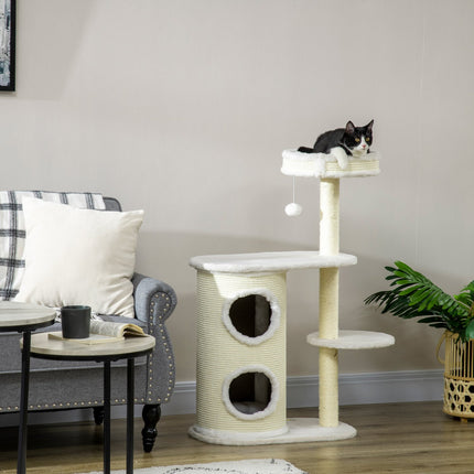 PAWROOM - Klöstunna med sisal och mjuk plysch, cremevit, 100 cm
