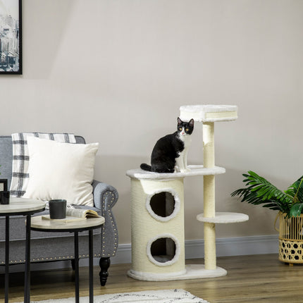 PAWROOM - Klöstunna med sisal och mjuk plysch, cremevit, 100 cm