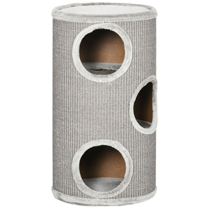 PAWROOM - Klöstunna med sisal och mjuk plysch, ljusgrå, Ø38×70 cm