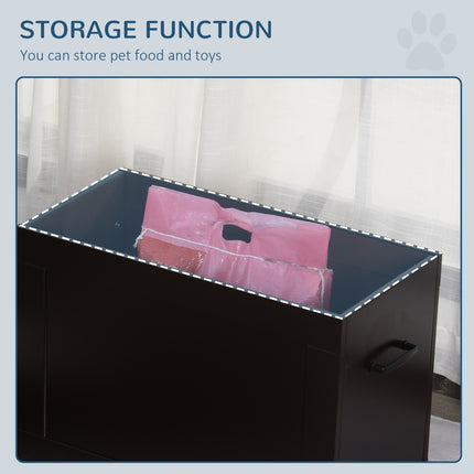 PAWROOM - Matstation med 2 stålskålar och förvaring, 60×30×41 cm