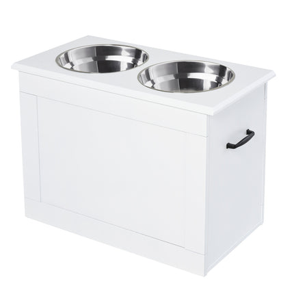 PAWROOM - Dog food station with storage - White, 60x30x41cm