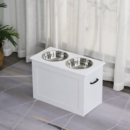 PAWROOM - Dog food station with storage - White, 60x30x41cm