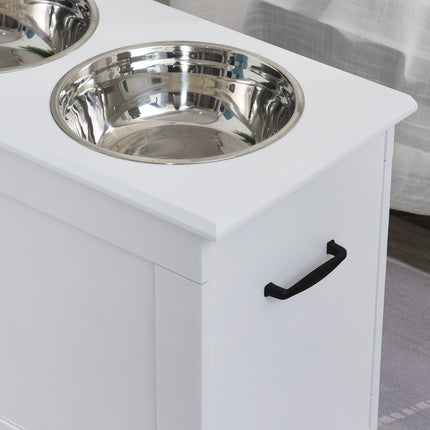 PAWROOM - Dog food station with storage - White, 60x30x41cm
