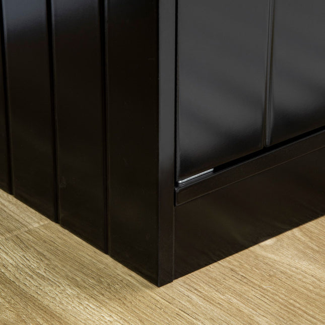 PAWROOM - Matstation med 2 stålskålar, svart, 60×30×35,5 cm, 2 L