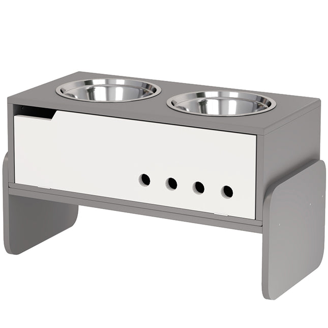 PAWROOM - Matstation med förvaring, grå, 62,5×30×36,5 cm, 2000 ml