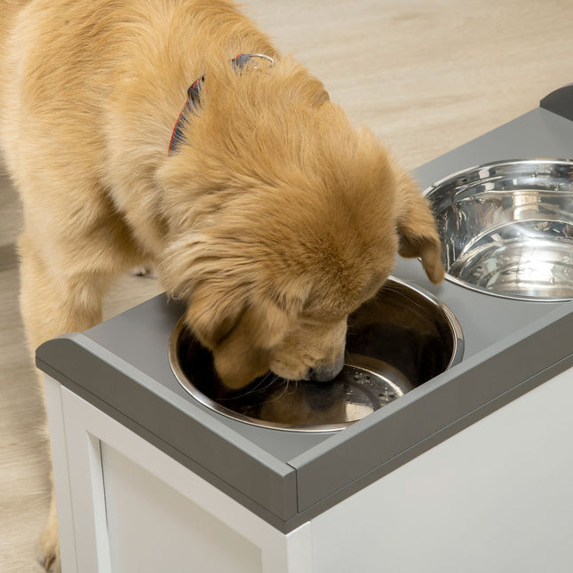 PAWROOM - Elevated dog bowl feeding station with 2x2L stainless steel bowls