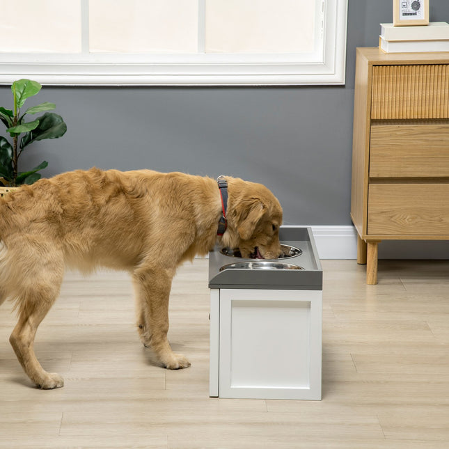 PAWROOM - Elevated dog bowl feeding station with 2x2L stainless steel bowls