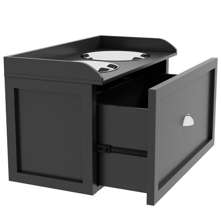 PAWROOM - Elevated Dog Bowl Stand with Storage Drawer, Stainless Steel