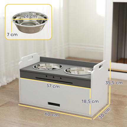 PAWROOM - Elevated Dog Bowl Stand with Storage, 2 Anti-Slip Bowls