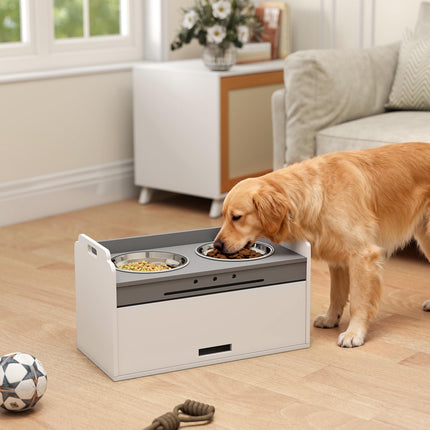 PAWROOM - Elevated Dog Bowl Stand with Storage, 2 Anti-Slip Bowls