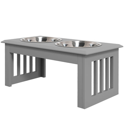 PAWROOM - Skålställ L med 2 stålskålar, grå, 58,4×30,5×25,4 cm, 2 L