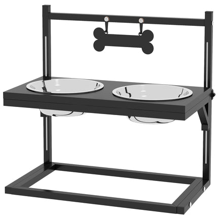 PAWROOM - Skålställ med benformat stativ, svart, 40,5×22×39 cm, 900 ml