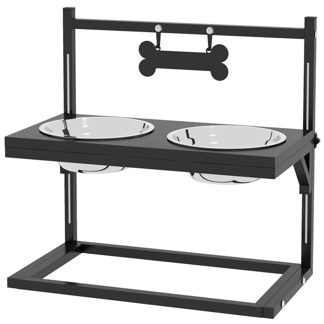 PAWROOM - Skålställ med benformat stativ, svart, 40,5×22×39 cm, 900 ml