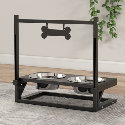 PAWROOM - Skålställ med benformat stativ, svart, 40,5×22×39 cm, 900 ml