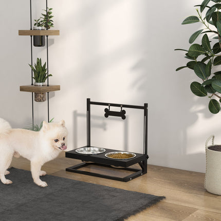 PAWROOM - Skålställ med benformat stativ, svart, 40,5×22×39 cm, 900 ml