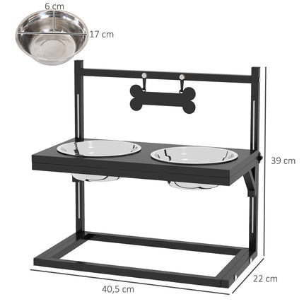 PAWROOM - Skålställ med benformat stativ, svart, 40,5×22×39 cm, 900 ml