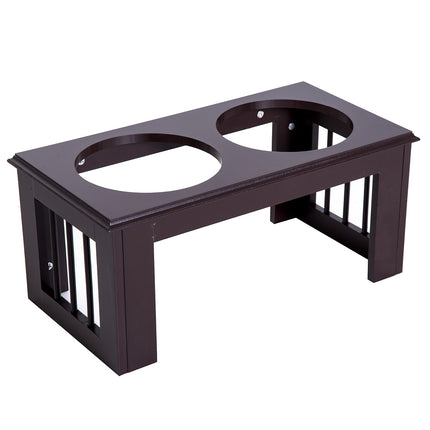 PAWROOM - Skålställ med stålskålar, brun, 58,4×30,5×25,4 cm, 2 L