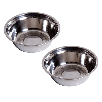 PAWROOM - Skålställ med stålskålar, vit, 58,4×30,5×25,4 cm, 2 L