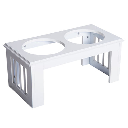 PAWROOM - Skålställ med stålskålar, vit, 58,4×30,5×25,4 cm, 2 L