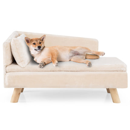 PAWROOM - Soffa för hund och katt med avtagbar dyna, vit, 81×51×47 cm