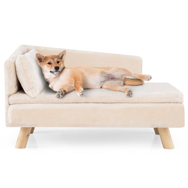 PAWROOM - Soffa för hund och katt med avtagbar dyna, vit, 81×51×47 cm