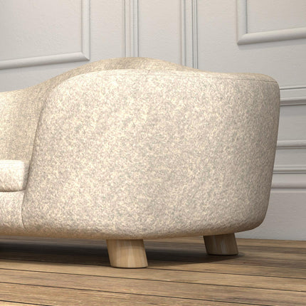 PAWROOM - Soffa för hund och katt med mjuk plysch, cremevit, 70×47×30 cm
