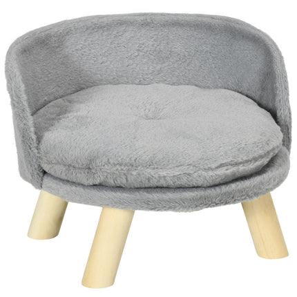 PAWROOM - Soffa för hund och katt med mjuk plysch, grå/natur, 5×33 cm