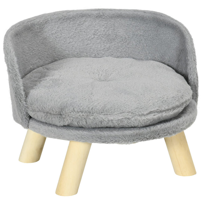 PAWROOM - Soffa för hund och katt med mjuk plysch, grå/natur, 5×33 cm