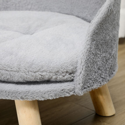 PAWROOM - Soffa för hund och katt med mjuk plysch, grå/natur, 5×33 cm