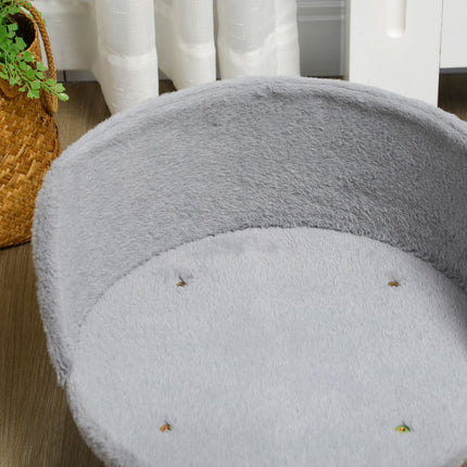 PAWROOM - Soffa för hund och katt med mjuk plysch, grå/natur, 5×33 cm